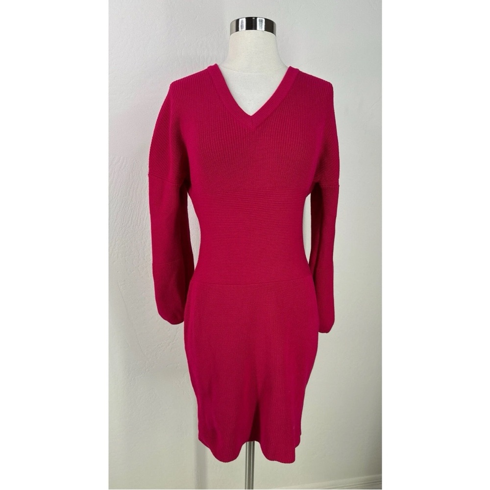 8 by Yoox V-Neck Long Sleeve Ribbed Sweater Dress